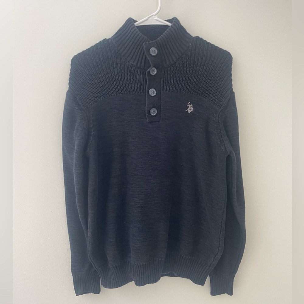 U.S. Polo Assn. Dark Blue Quarter Button Up Pullover 100% Cotton